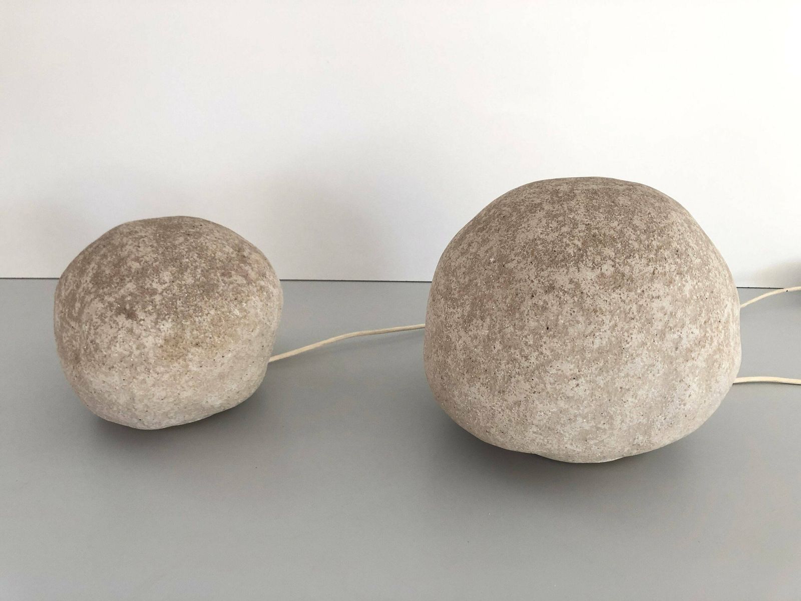 Set Of 2 Fiberglass Table Lamps In Stone Form By Falkenberg, 1980s, Germany