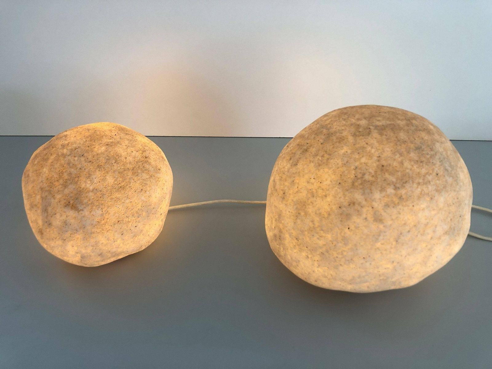 Set Of 2 Fiberglass Table Lamps In Stone Form By Falkenberg, 1980s, Germany photo furniture