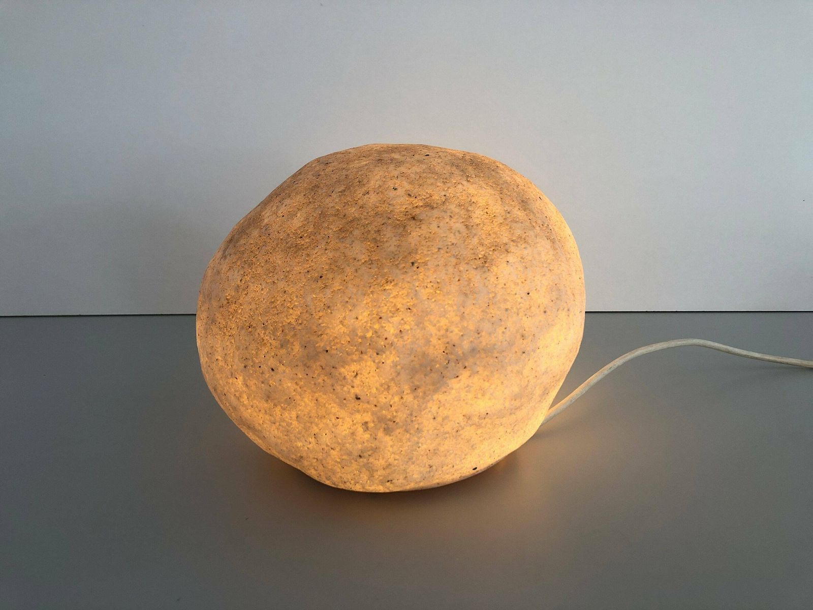 Set Of 2 Fiberglass Table Lamps In Stone Form By Falkenberg, 1980s, Germany photo vinterior