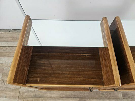 Bedside Tables With Mirror Top And Door, 1950, Set Of 2 photo 577.0