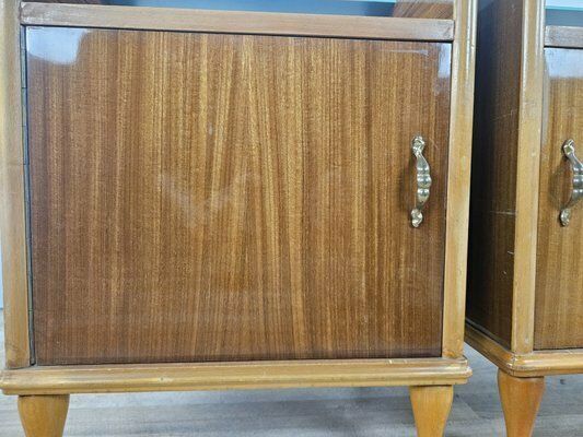 photo for sale Bedside Tables With Mirror Top And Door, 1950, Set Of 2