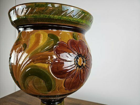 photo furniture Brown Terracotta Amphora With Floral Decorations, 1980
