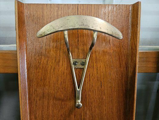 879.0 Wooden Wall Coat In Skai With Brass Hangers, Italy, 1950s photo