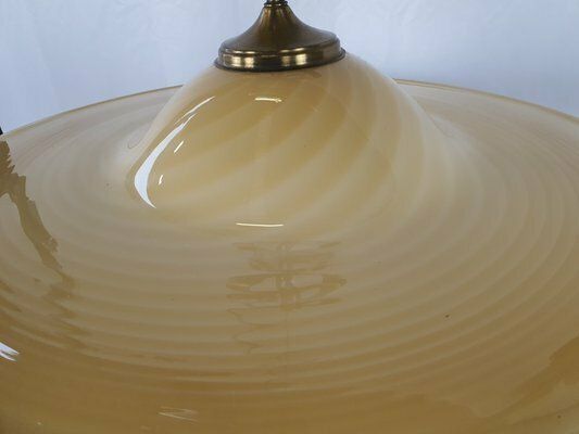 Pendant In Murano Glass And Brass With Double Support, 1970s photo buy