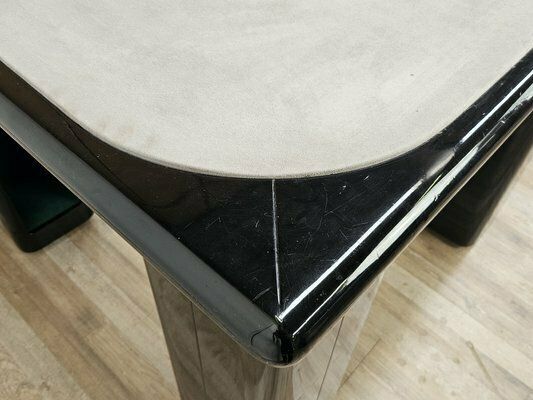 photo furniture Vintage Game Table In Grey Fabric Attributed To Pierluigi Molinari For Pozzi Milano, 1970s