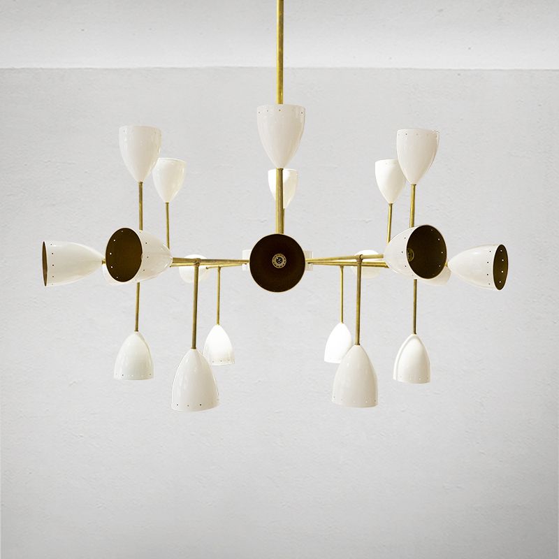 Mid Century Ivory Brass Chandelier, 1960s photo 3788.0