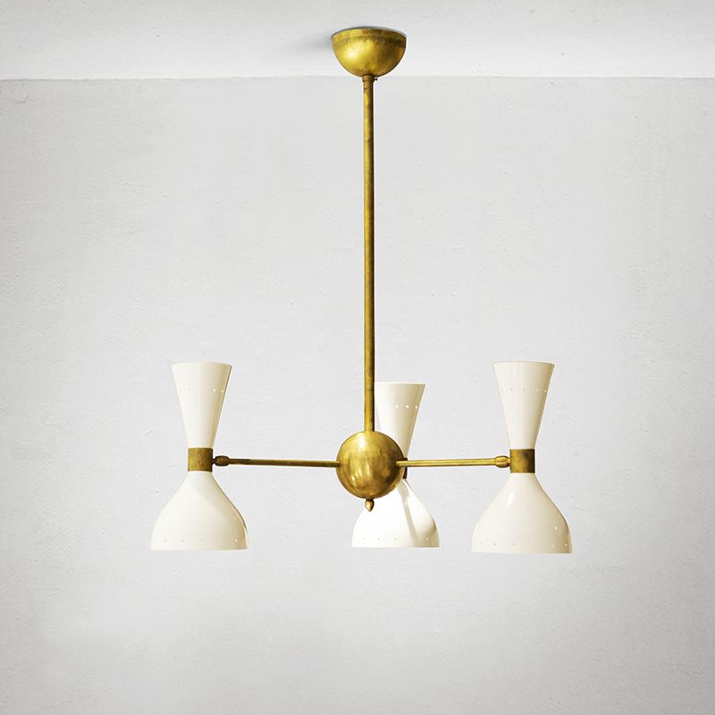 Mid Century Italian Chandelier In Brass, 1950 photo Lighting