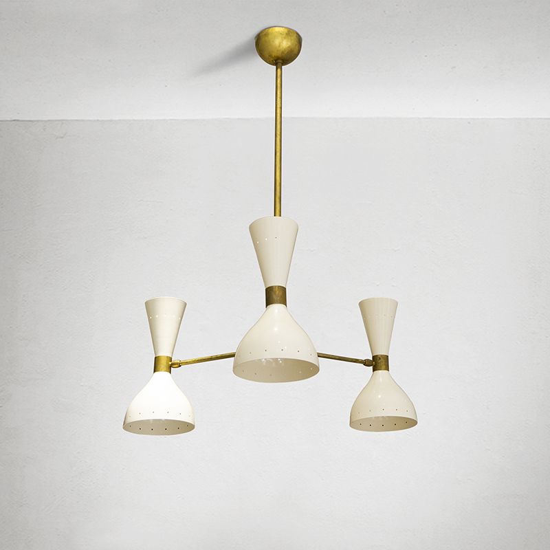 Mid Century Italian Chandelier In Brass, 1950 photo vinterior