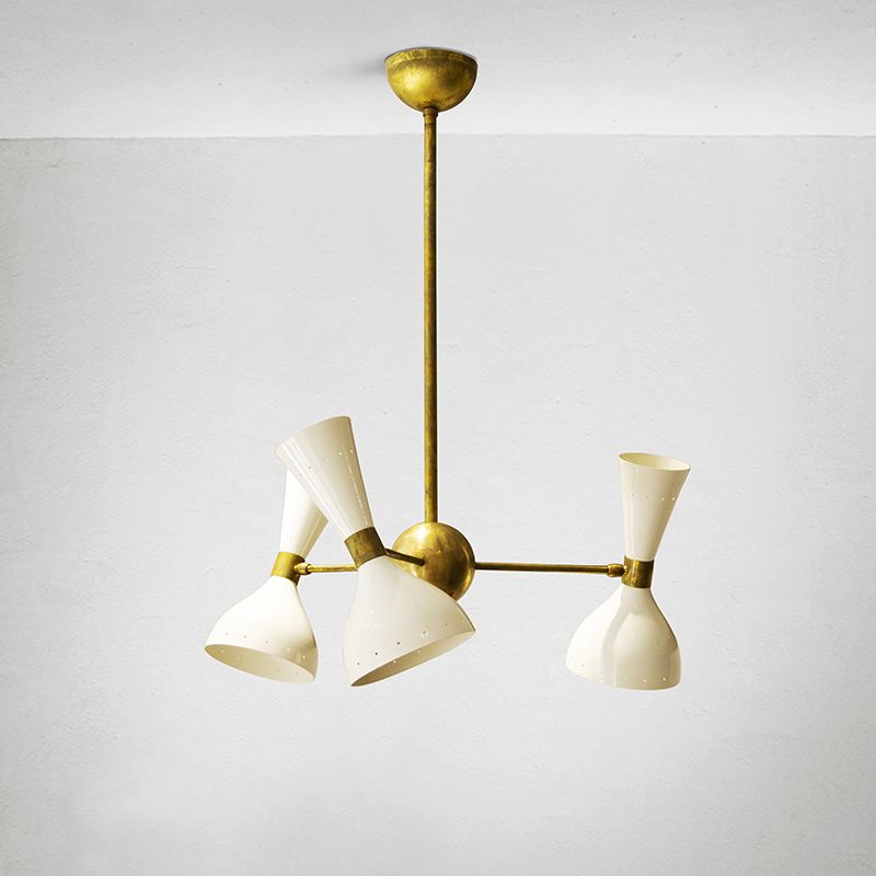 Mid Century Italian Chandelier In Brass, 1950 photo buy