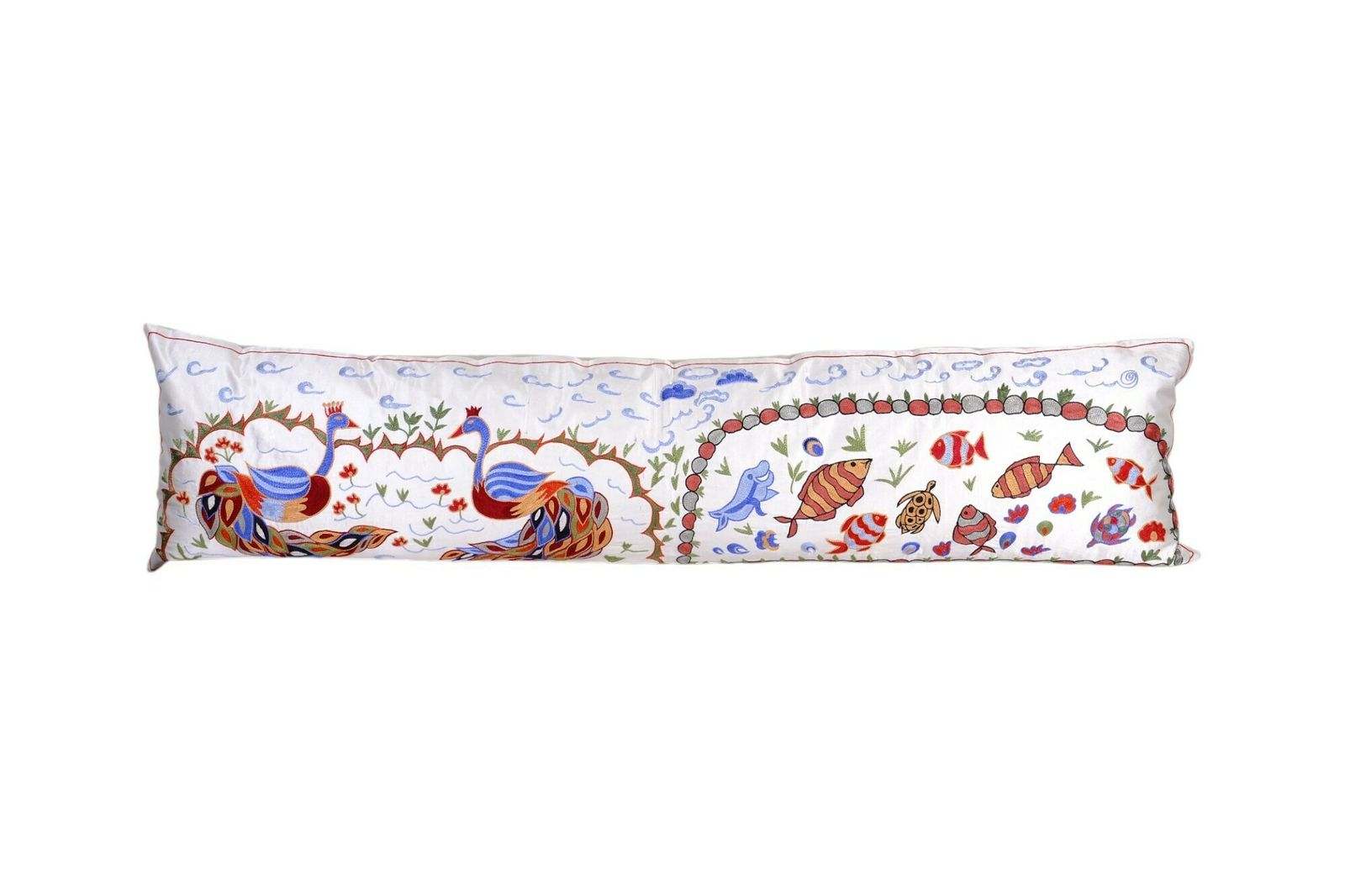 Suzani Horse Bedding Pillows Made From Tashkent Suzani, Hippie Extra Long Animal Pictorial Cushion