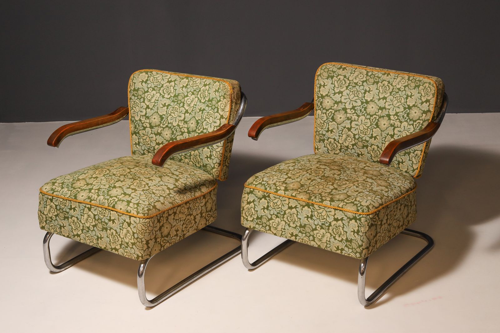 Pair Of Cantilever Tubular Steel Armchairs For Kovona, Czechoslovakia, 1950’s photo furniture