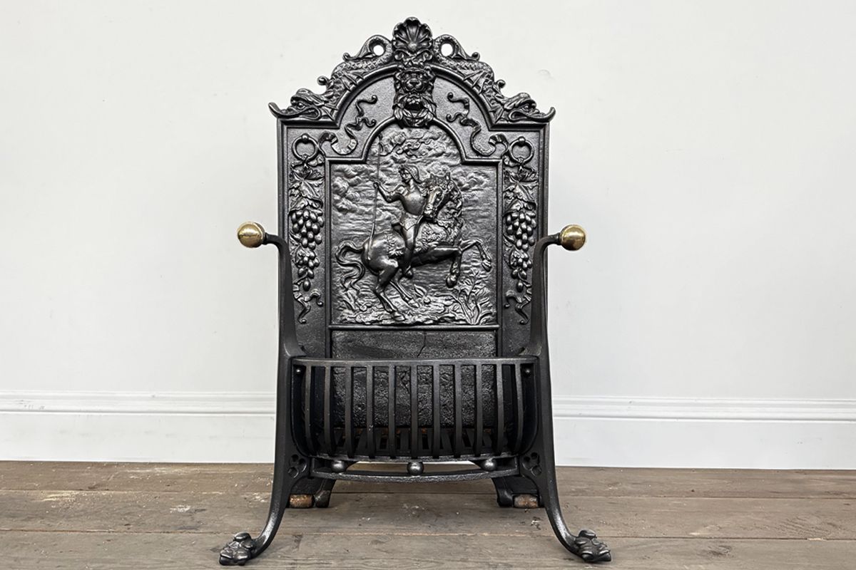 Reclaimed Antique Victorian Cast Iron Free Standing Fire Grate
