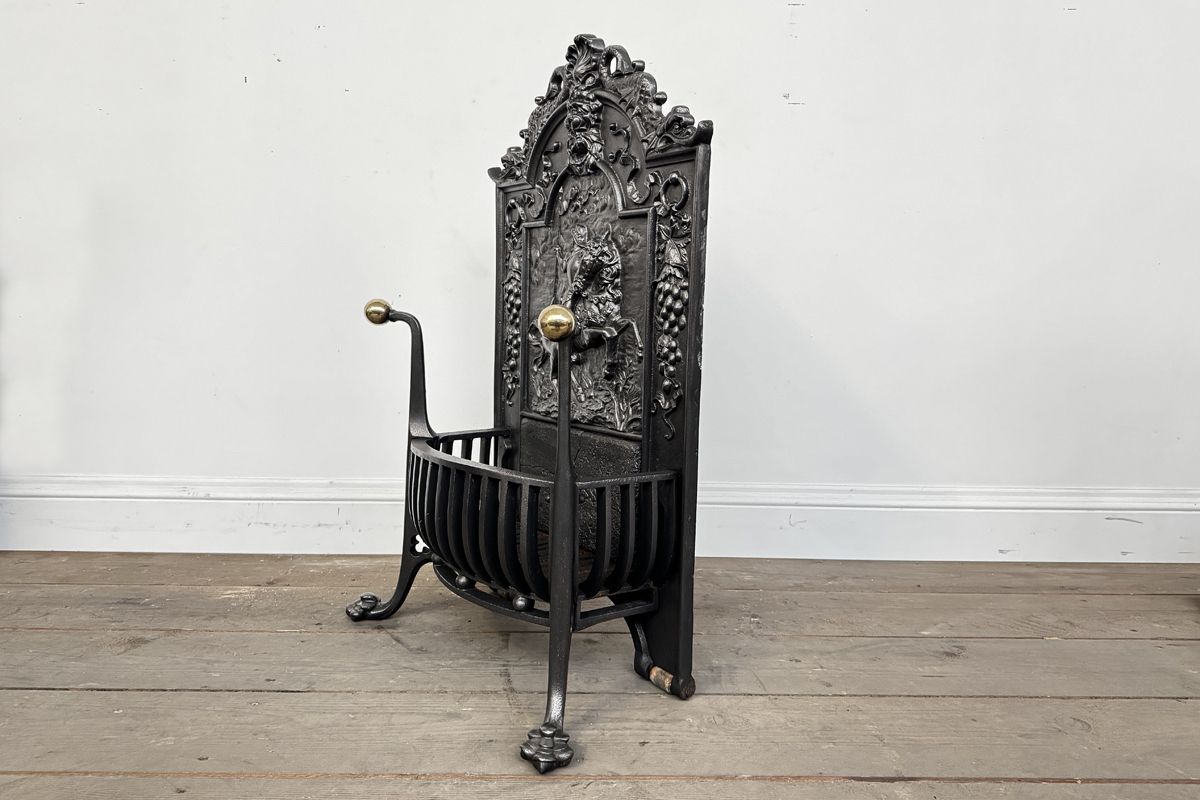 Reclaimed Antique Victorian Cast Iron Free Standing Fire Grate photo furniture