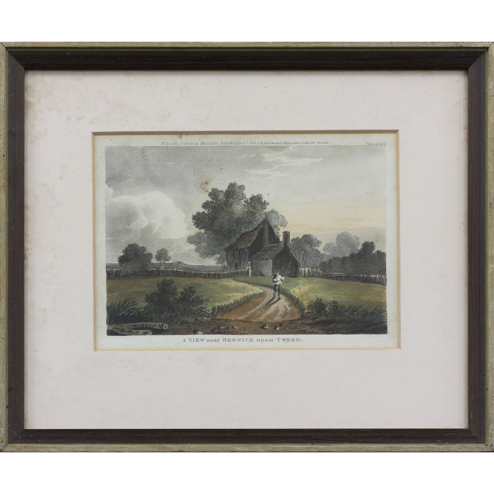 Hand Coloured Aquatint Engraving Of A View Near Berwick Upon Tweed.