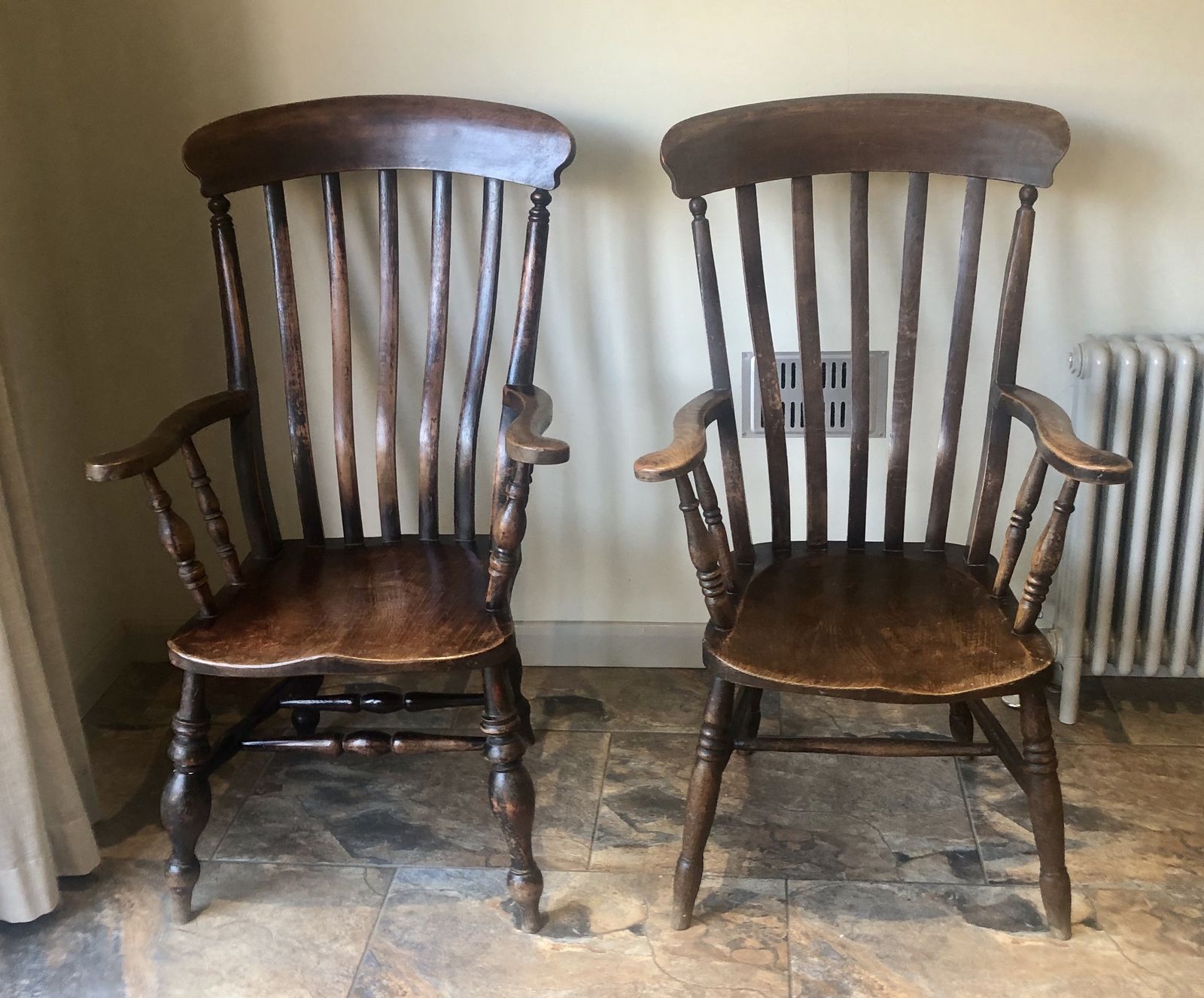 Two Windsor Farmhouse Armchairs   Granny And Grandad photo for sale