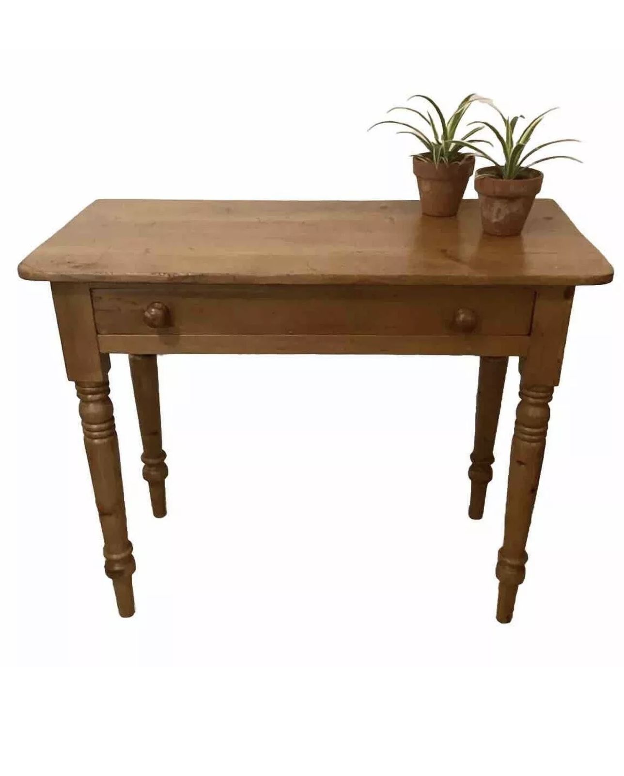 Vintage Pine Farmhouse Country Cottage Hall Table With Drawer