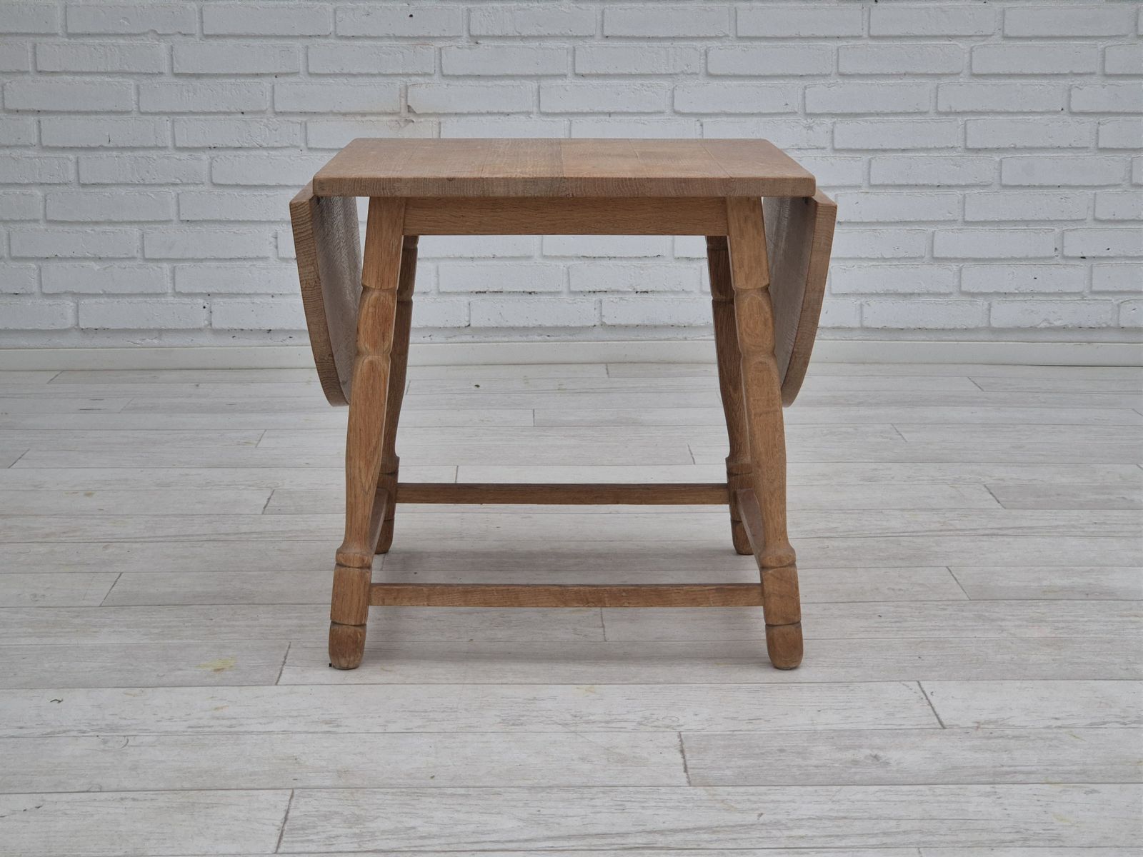 1970s, Danish Foldable Table, Solid Oak Wood, Original Condition. photo furniture