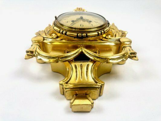 Swedish Rococo Style Gild Carved Wood Wall Clock From Westerstrand, 1960s photo furniture