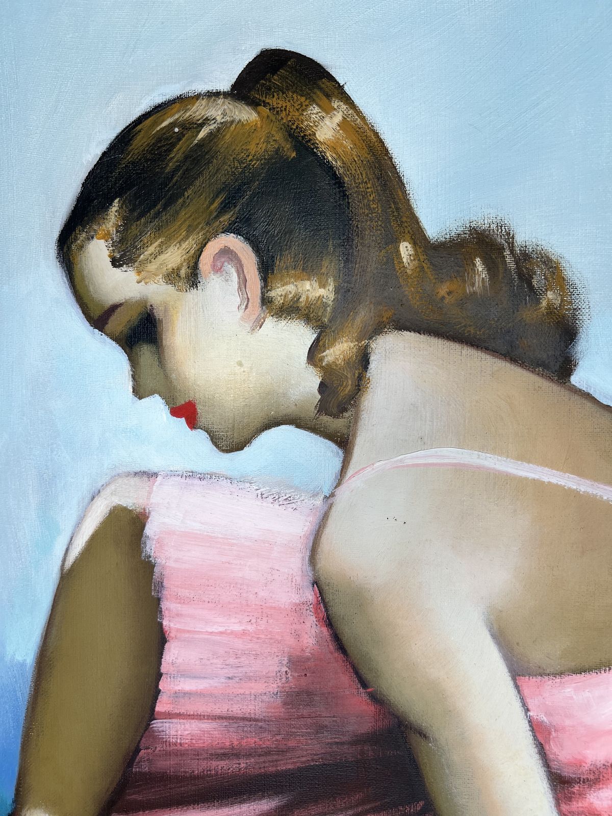 Ballerina Dancer, Oil On Canvas Painting photo vintage