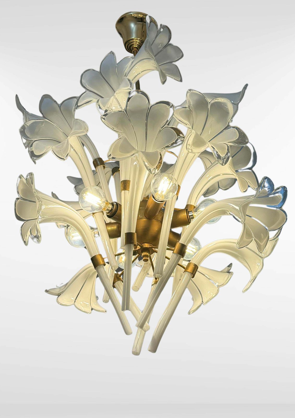 Franco Luce Murano Glass Lily Petals Chandelier, Mid Century Modern photo furniture