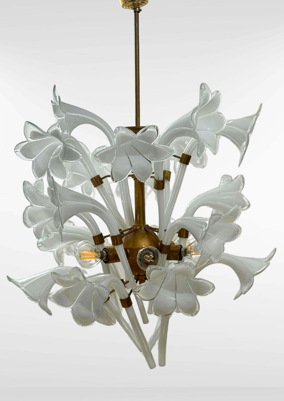Franco Luce Murano Glass Lily Petals Chandelier, Mid Century Modern photo buy