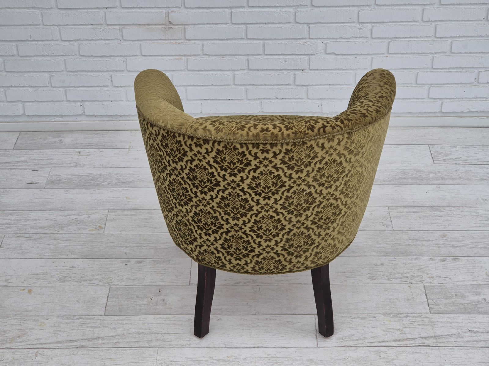 1950s, Danish Lounge Chair, Reupholstered, Green Furniture Fabric. photo Furniture