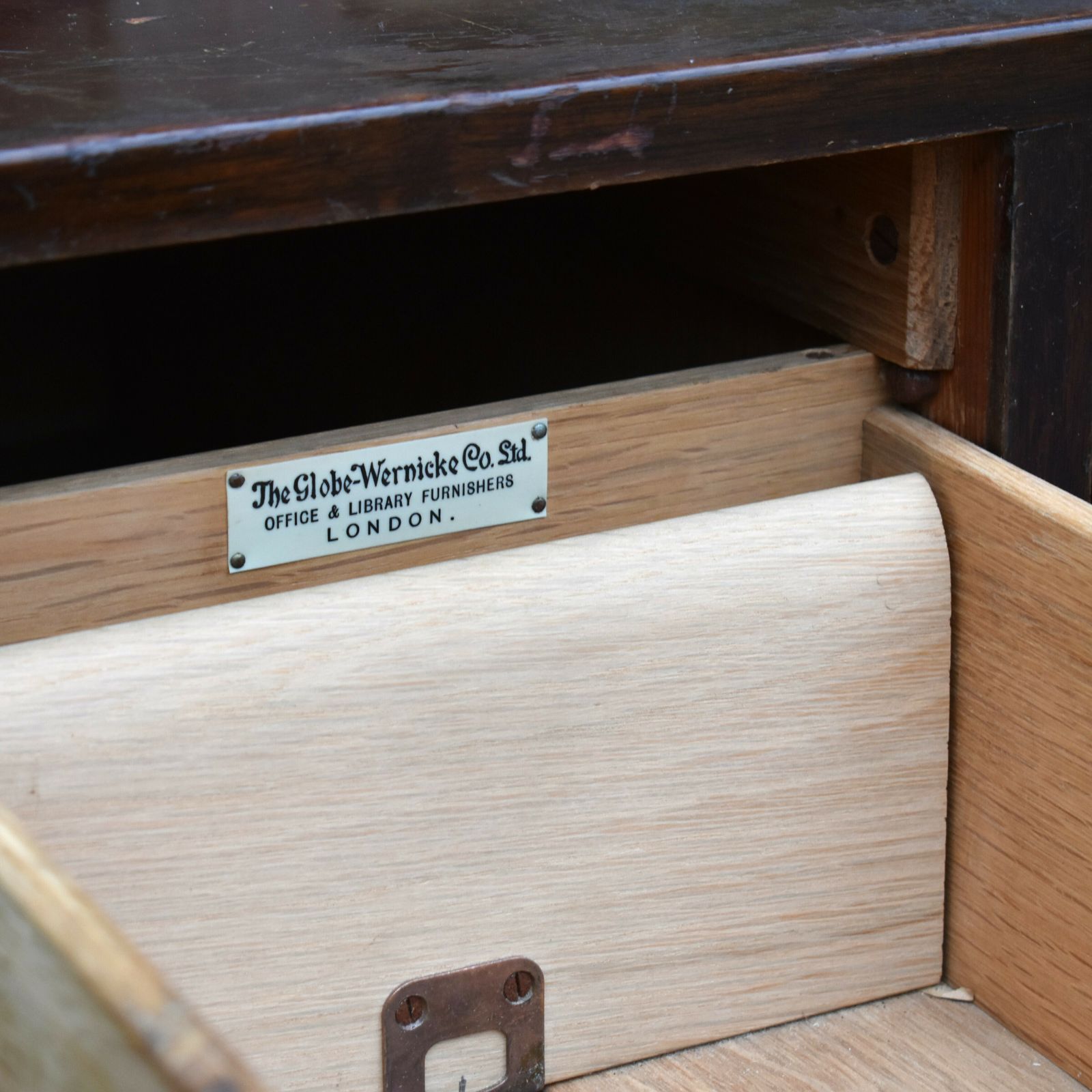 Antique Globe Wernicke Mahogany Filing Index Bank Of Drawers Library Cabinet photo for sale