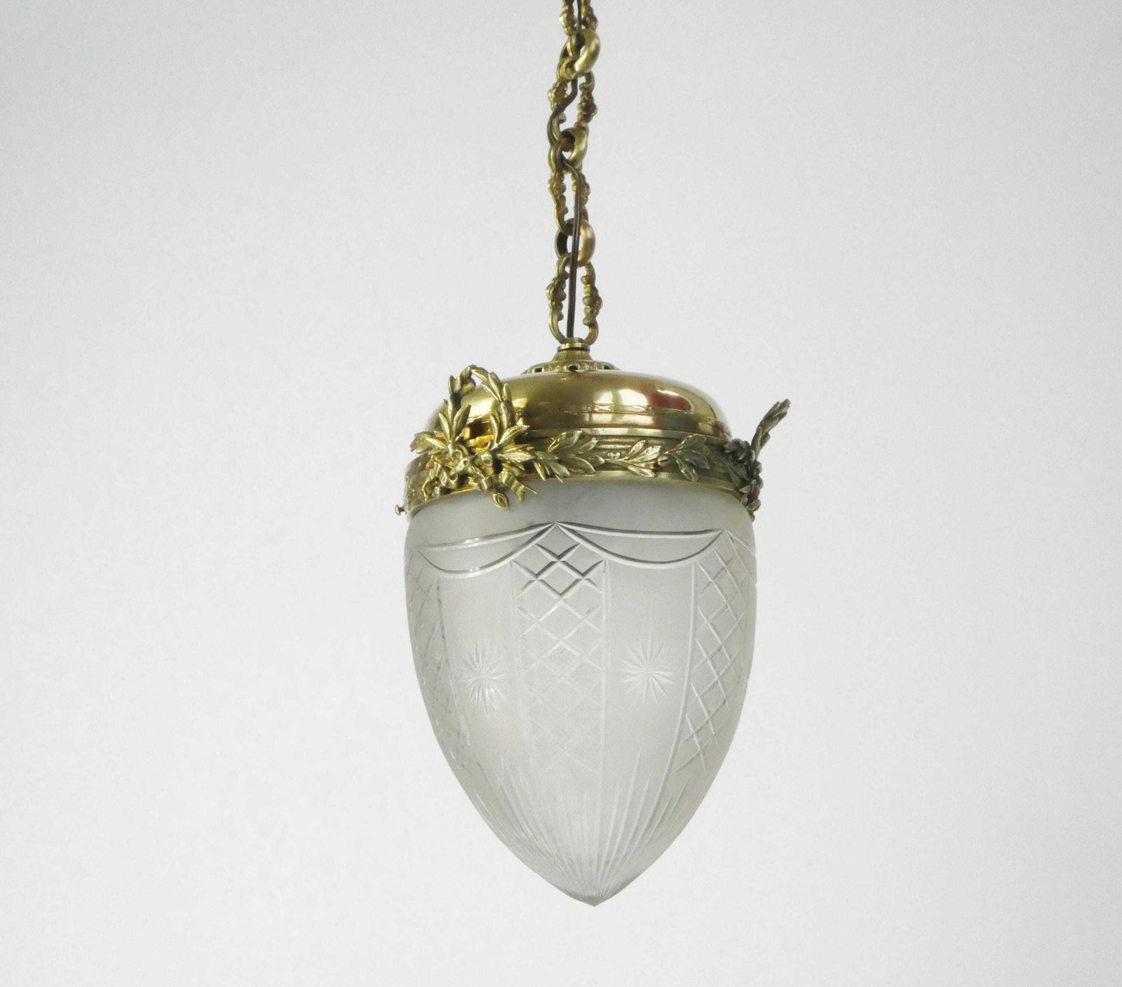 Antique Art Nouveau Chandelier With Brass, Elegant French Lamp With Cut Glass, Crystal Teardrop Pendant, Ceiling Lamp photo Lighting