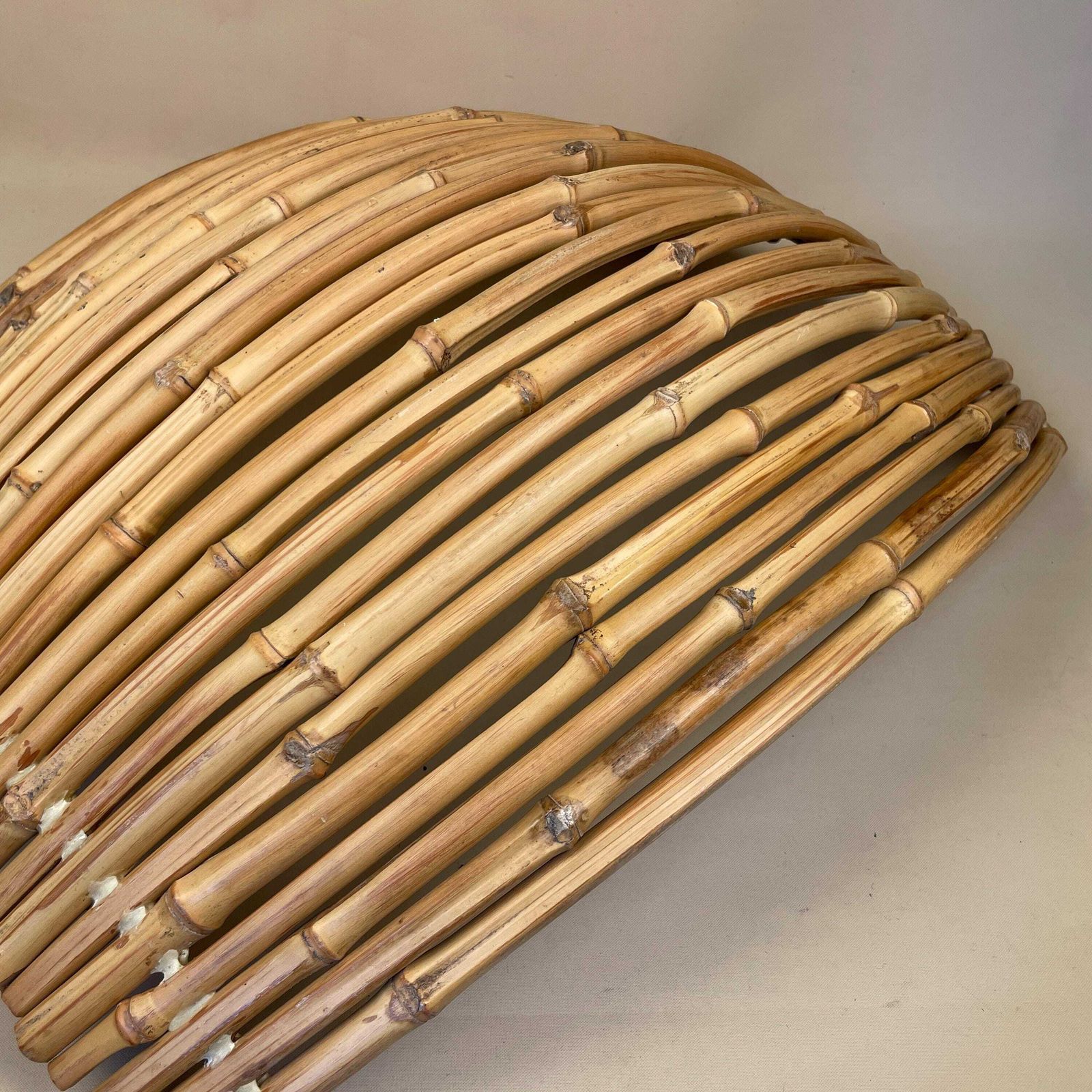 Bamboo Retro Handmade Woven Tray Vintage Placemat Brown Boho Decorative Oval Curved Fruit Bowl Wood Wooden Antique Table Top Plate Display photo vintage