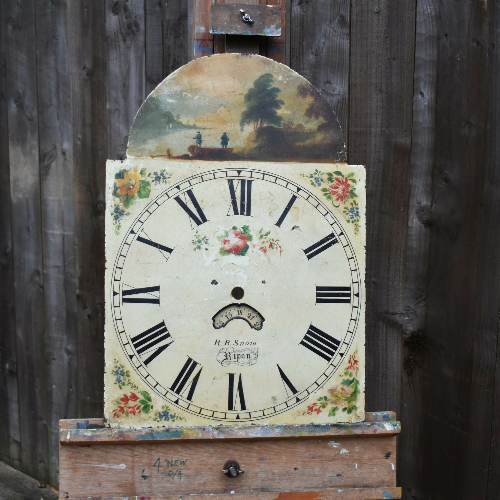 Antique Georgian Richard Snow Salvage Hand Painted Enamel Grandfather Clock Face