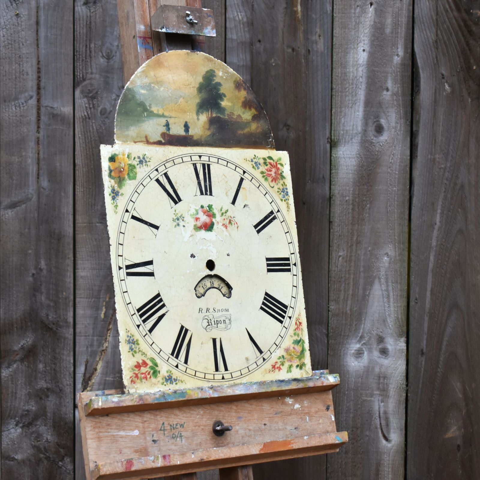 Antique Georgian Richard Snow Salvage Hand Painted Enamel Grandfather Clock Face photo furniture