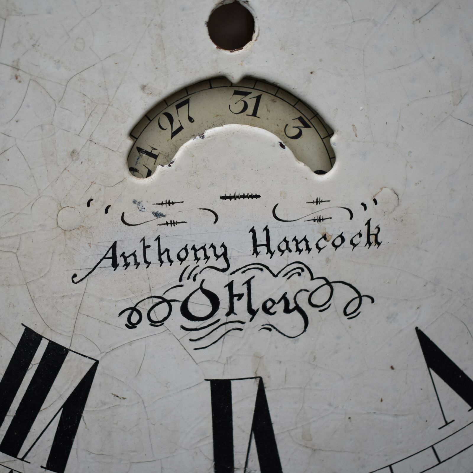 Antique 1822 Regency Anthony Hancock Otley Hand Painted Grandfather Clock Face photo for sale