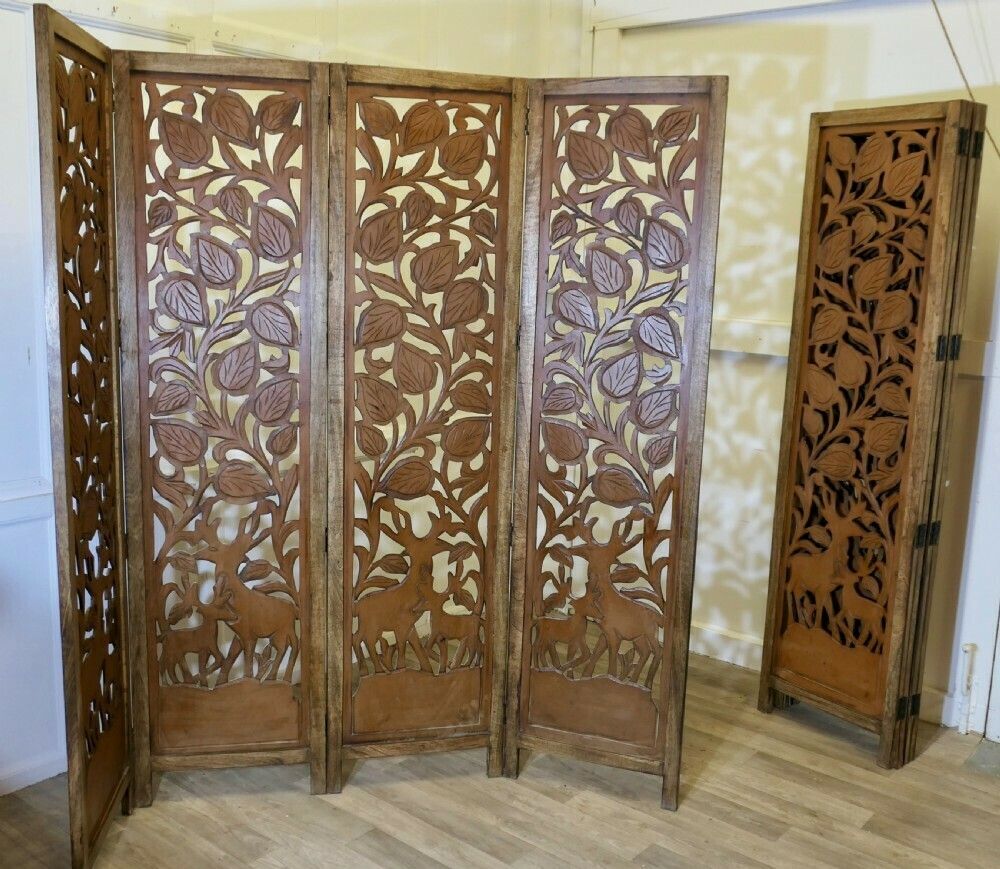 A Pair Of North African Carved Pierced 4 Fold Screens photo vinterior