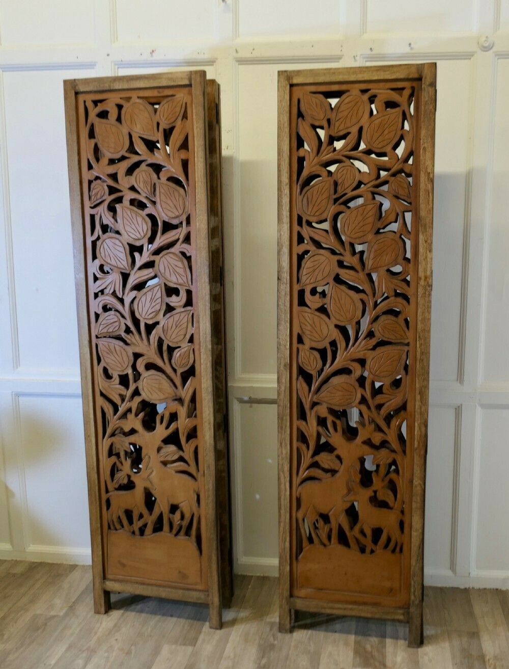 1980.0 A Pair Of North African Carved Pierced 4 Fold Screens photo