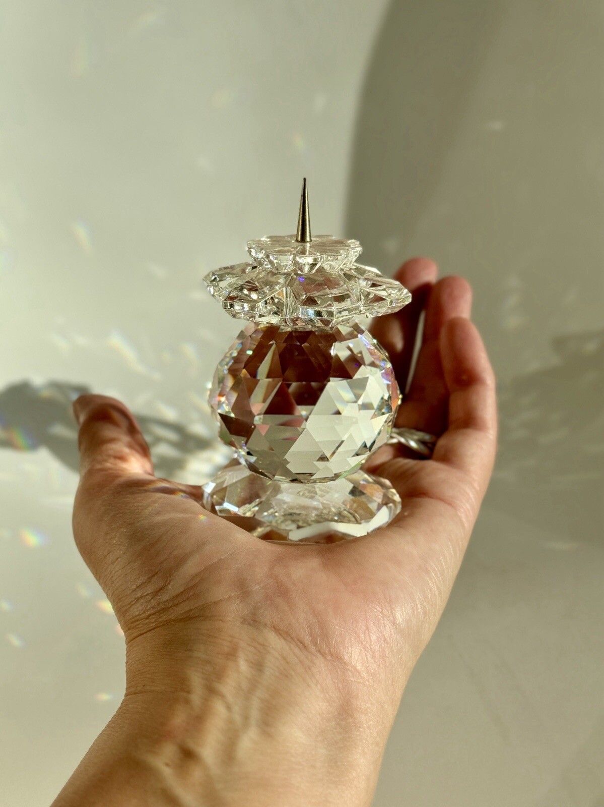 A Rare Pair Of Swarovski Crystal Faceted Pin Style Candle Holders Model 103 photo for sale