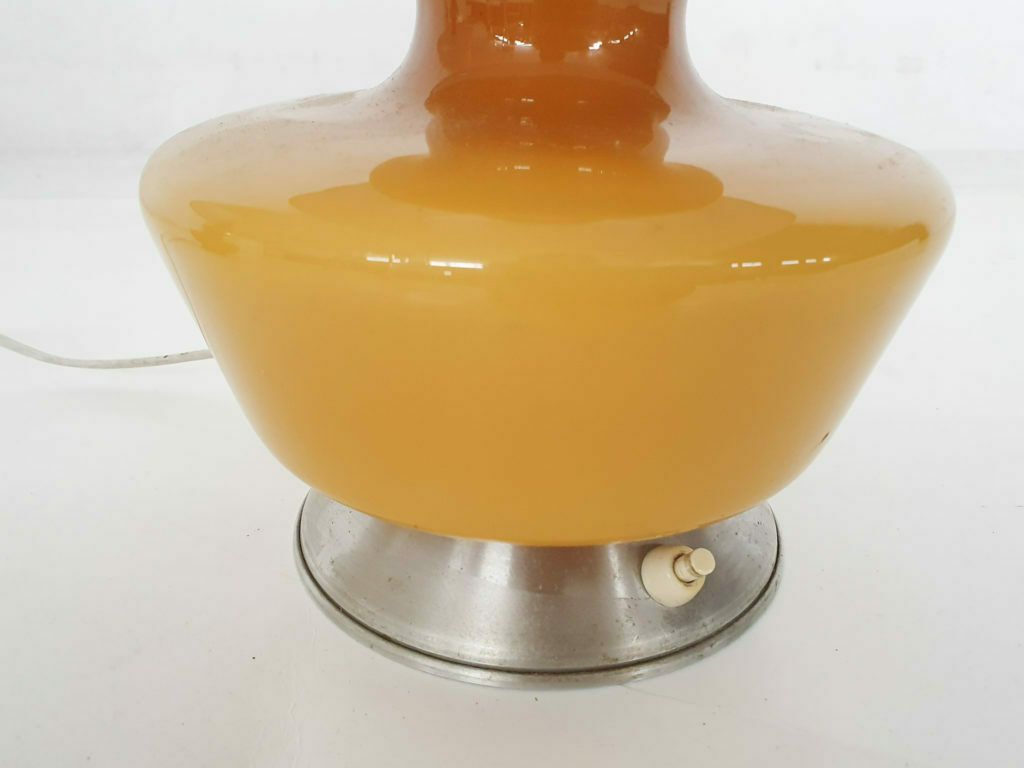 Set Of Two Mid Century Yellow Glass Table Lights, Belgium 1960's photo buy