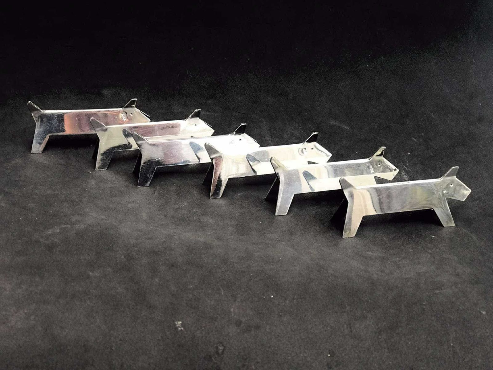 photo for sale Knife Reste 6 Knife Holders, Stainless Steel Metal, Dogs Terrier Set Of 6. Dinner Table, Party Table, Dog Shape, Dog Lovers Elegant Table