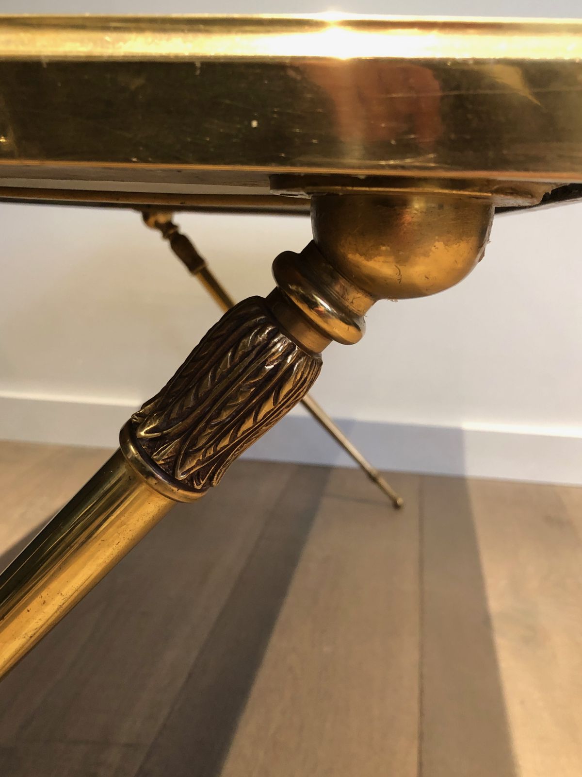 photo furniture Neoclassical Style Coffee Table In Brass And Marble In The Style Of Raymond Subes