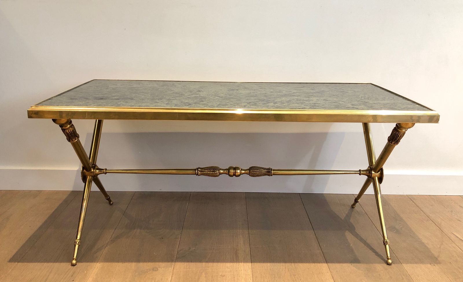 2950.0 Neoclassical Style Coffee Table In Brass And Marble In The Style Of Raymond Subes photo