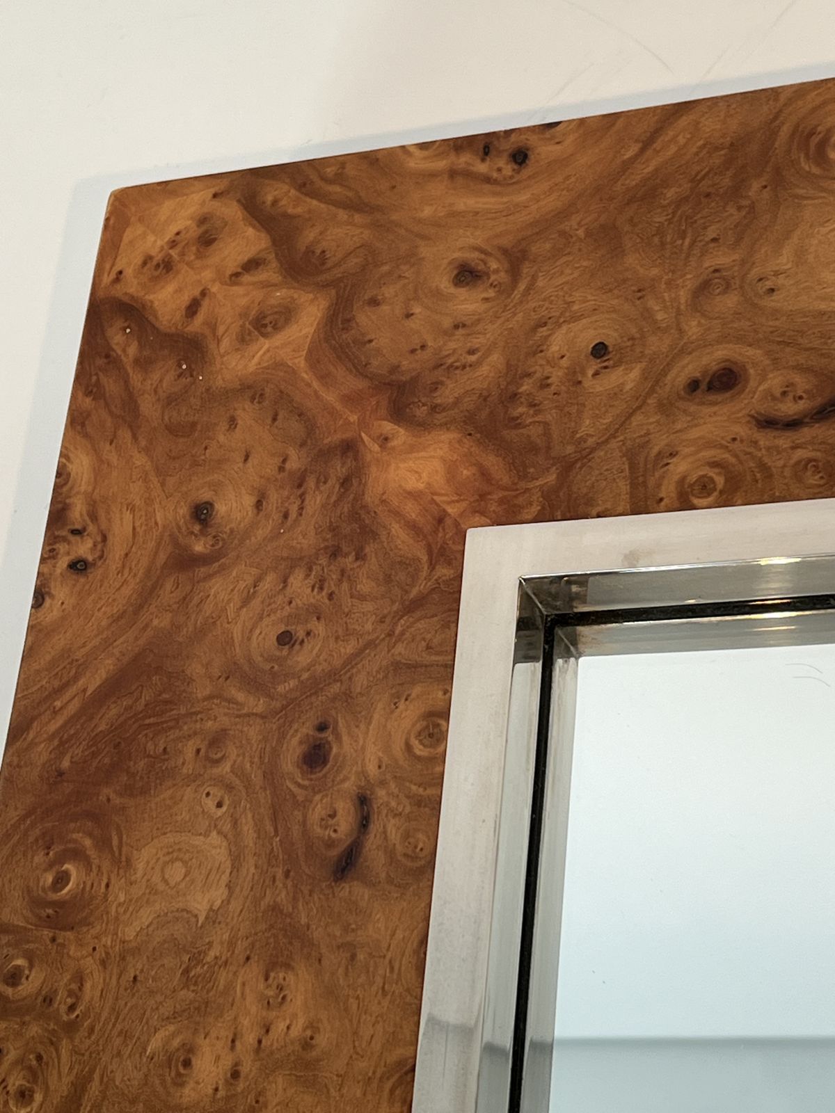 Willy Rizzo Elm Burl Veneer And Chrome Mirror photo 1950.0