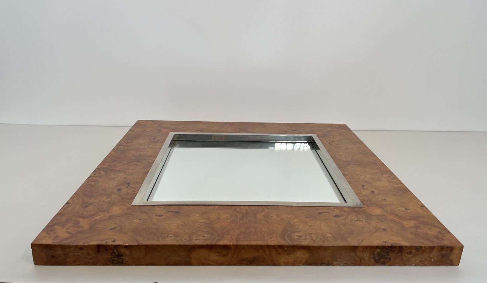 Home Decor Willy Rizzo Elm Burl Veneer And Chrome Mirror photo