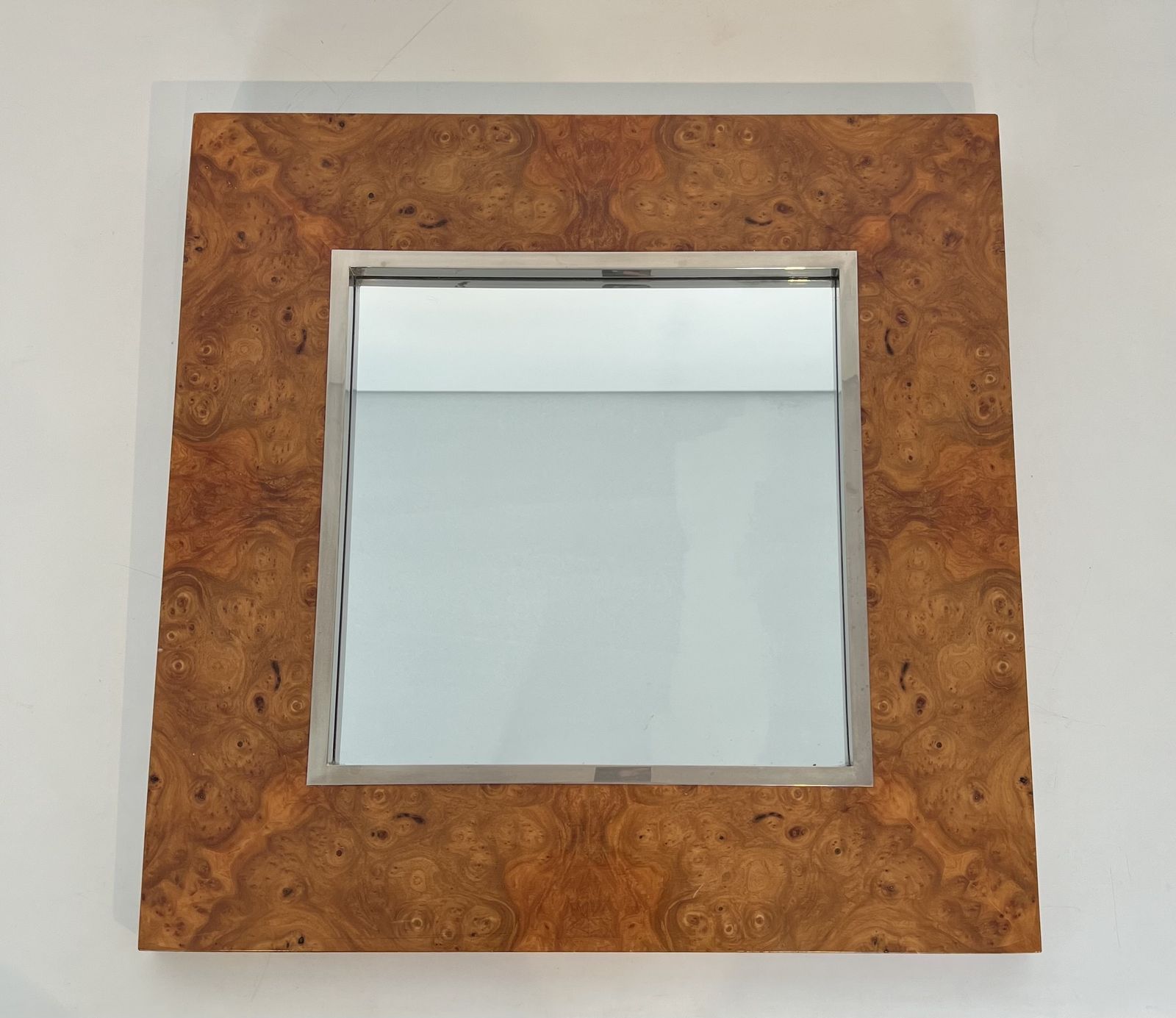 1950.0 Willy Rizzo Elm Burl Veneer And Chrome Mirror photo