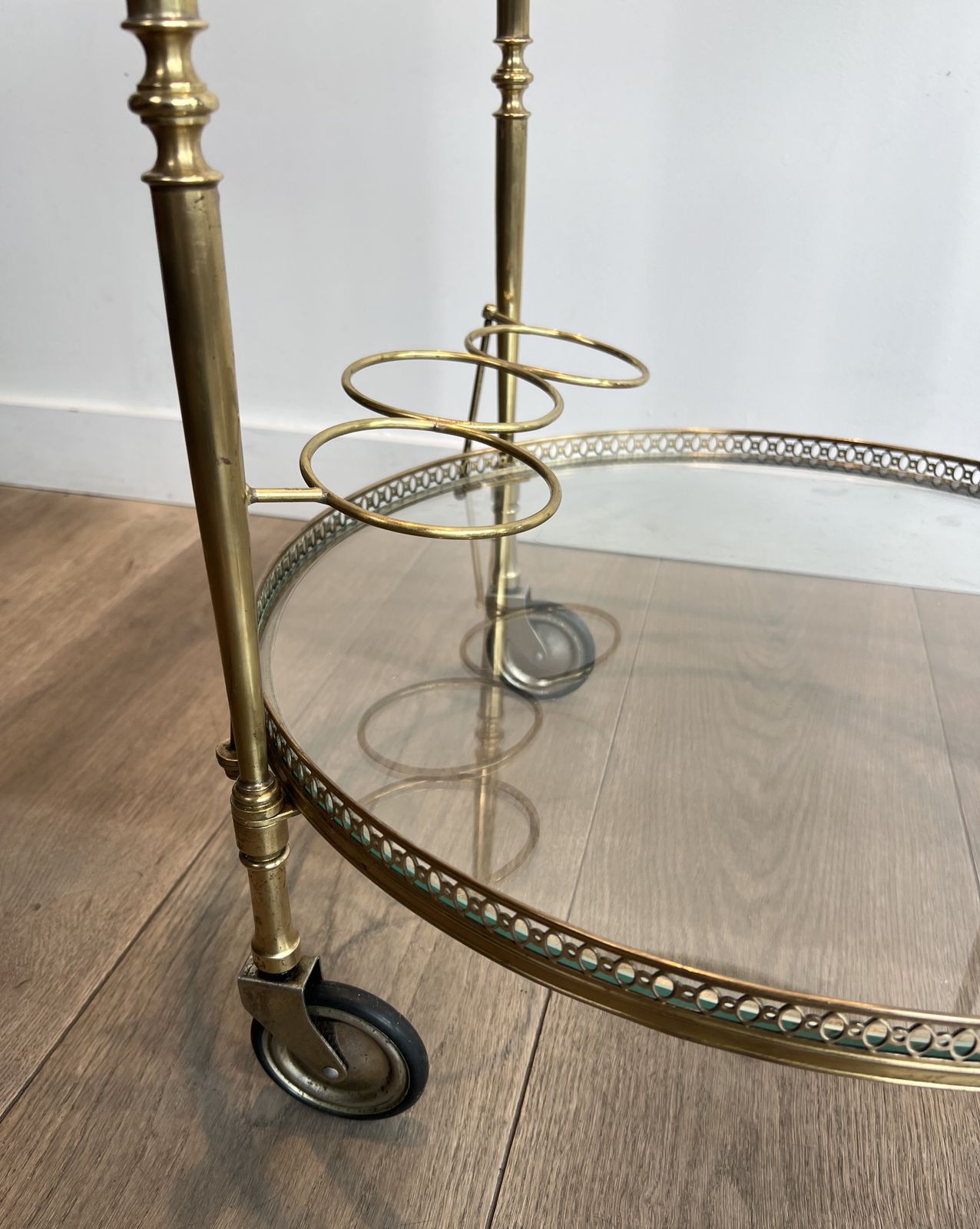 Round Brass Trolley In The Style Of Maison Jansen photo vintage