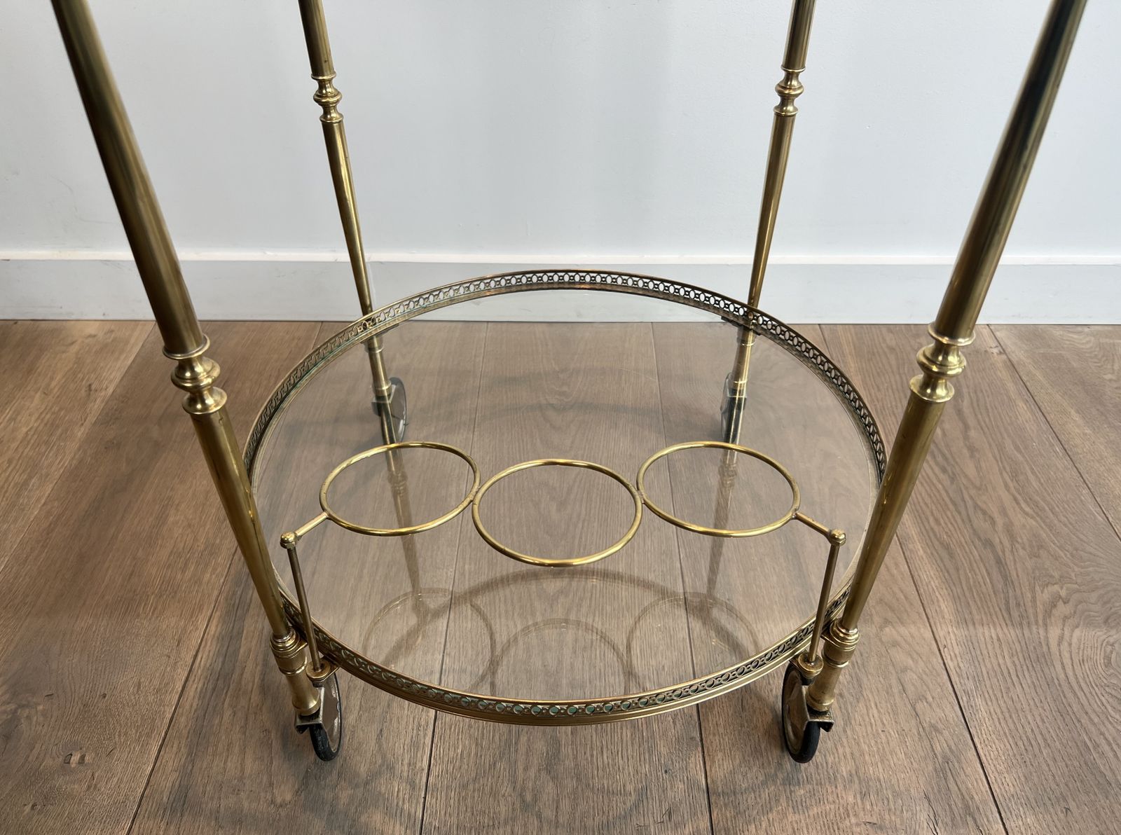 photo vintage Round Brass Trolley In The Style Of Maison Jansen