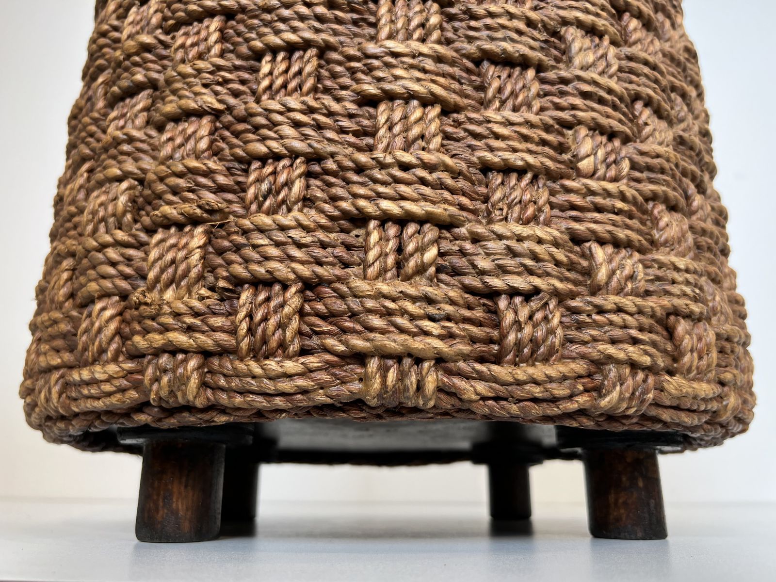 Furniture Pair Of Rope Stools In The Style Of Audoux Minet photo