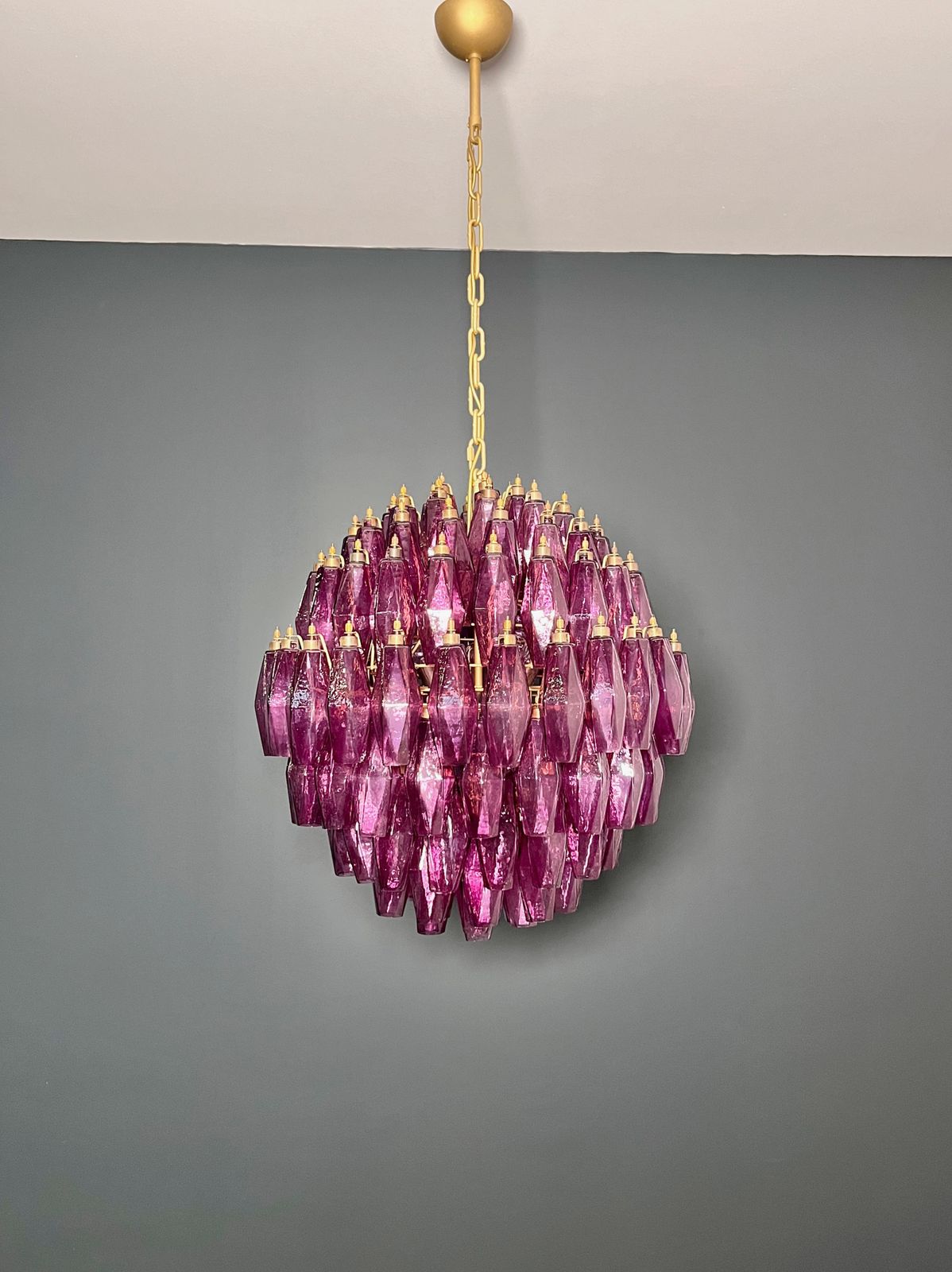 Amazing Spherical Murano Poliedri Candelier   140 Poliedri Amethyst photo furniture