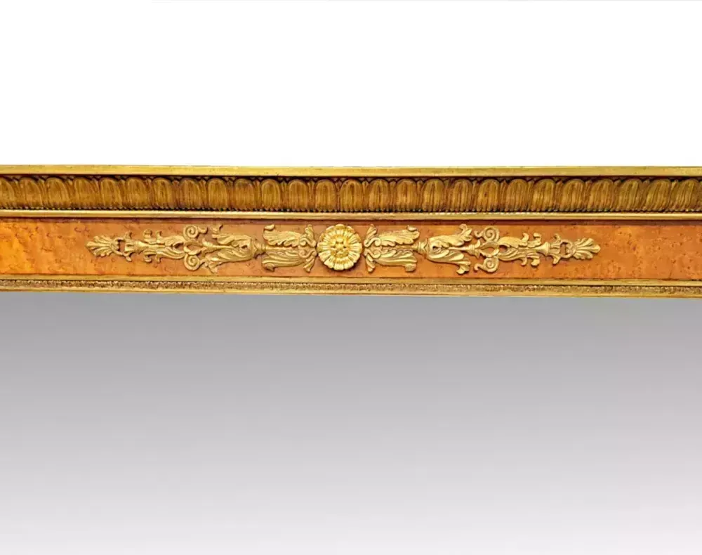 A Very Rare Large 19th Century Birds Eye Maple And Giltwood Overmantel Mirror photo for sale