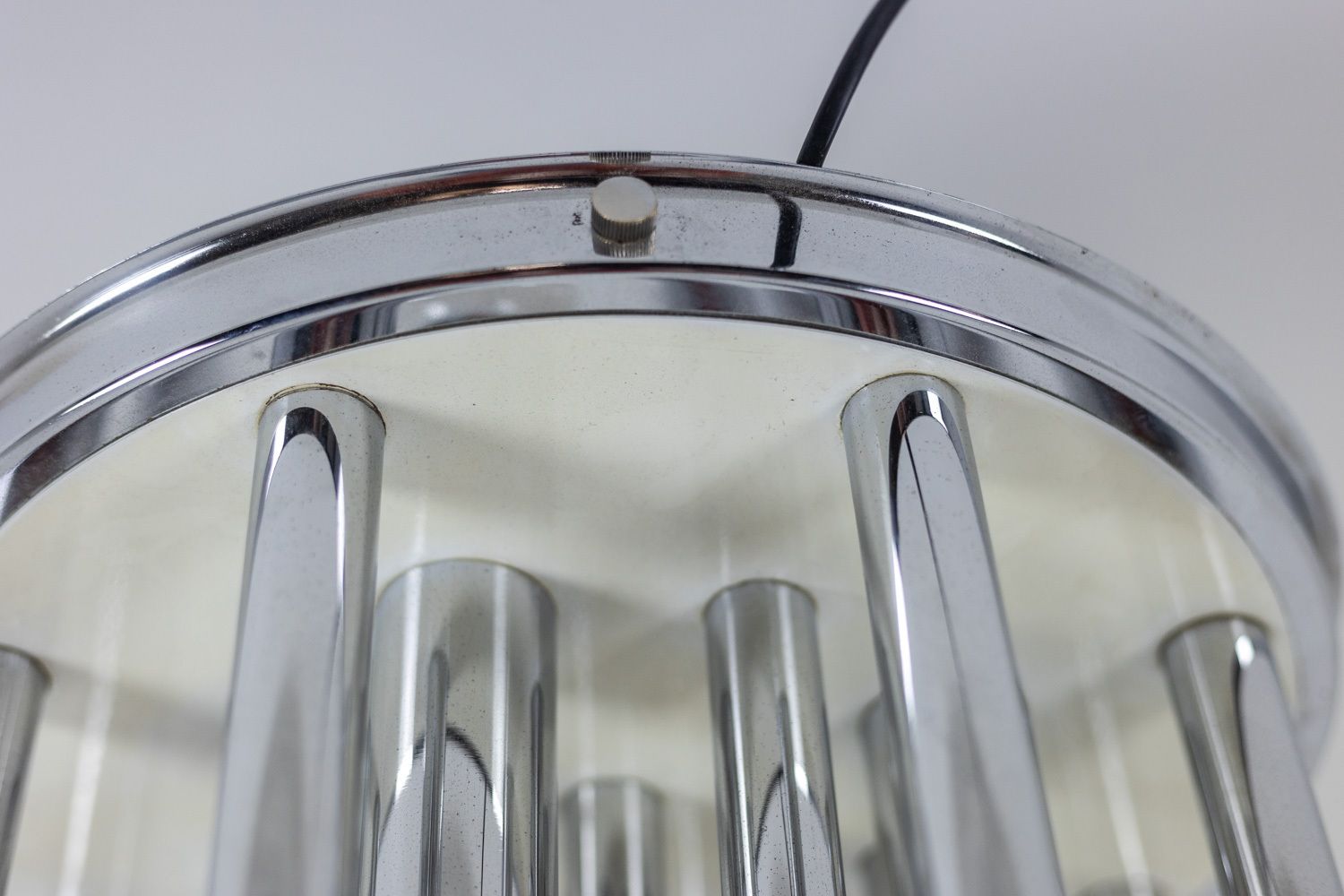 Chandelier In Murano Glass And Chrome Metal. 1970s. photo 2300.0