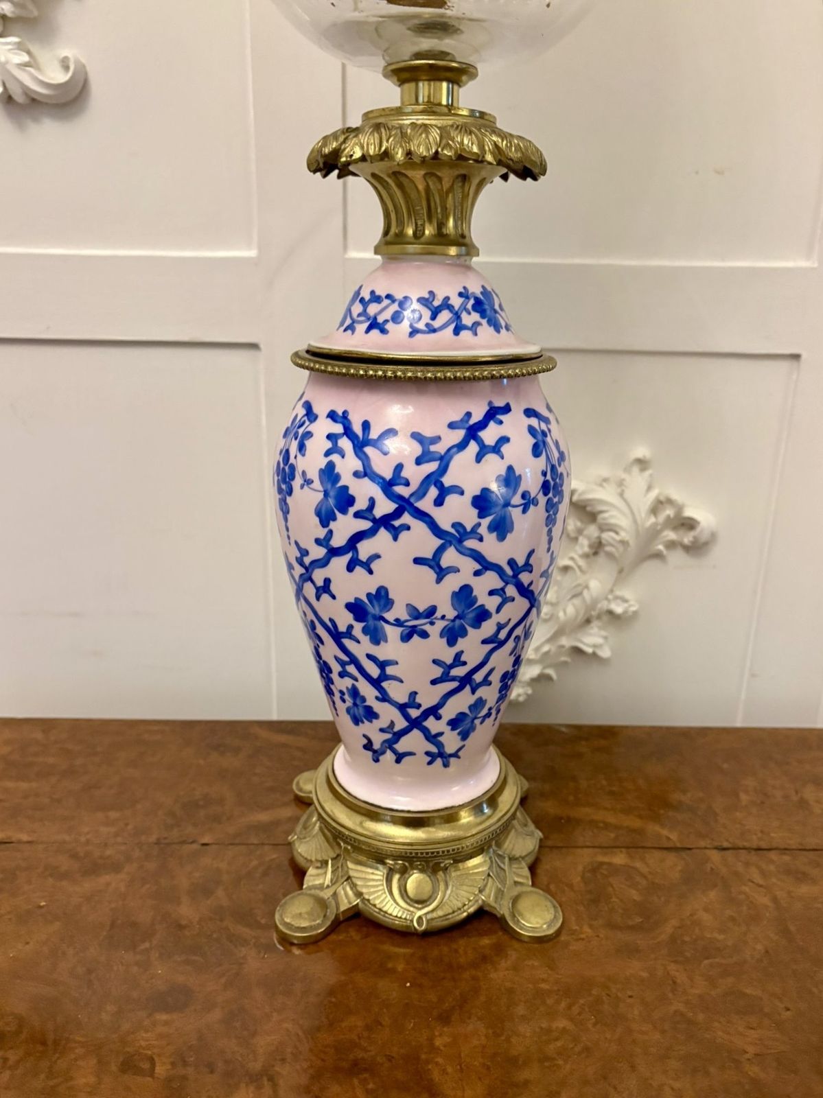 1295.0 Unusual Outstanding Quality Large Antique 19th Cenutry Porcelain Oil Lamp photo