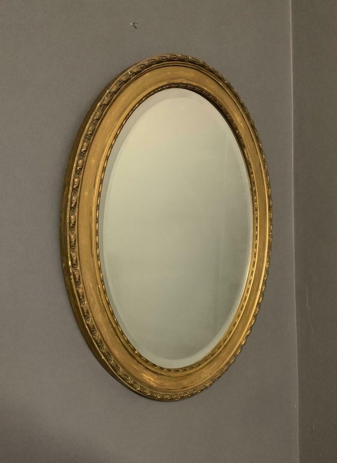 Pair Of Antique Gilt Framed Oval Mirrors photo Home Decor
